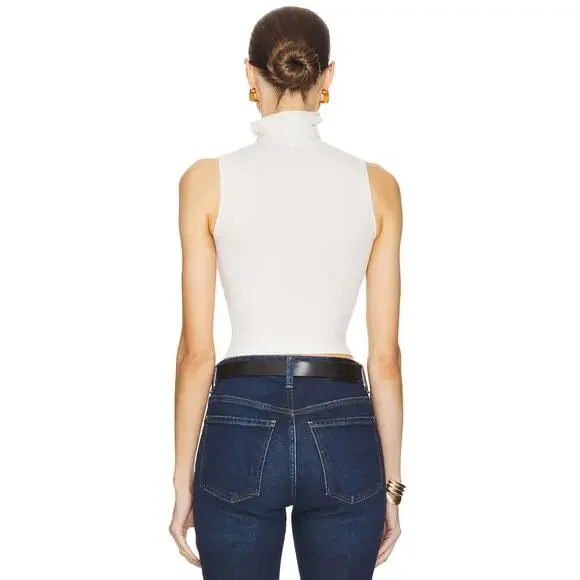 Helsa Sleeveless Mock Neck Top in Cream Size M NWT Fitted